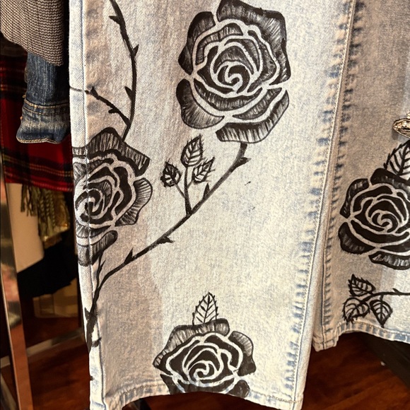Upcycled Hand Painted Jeans - Picture 5 of 15